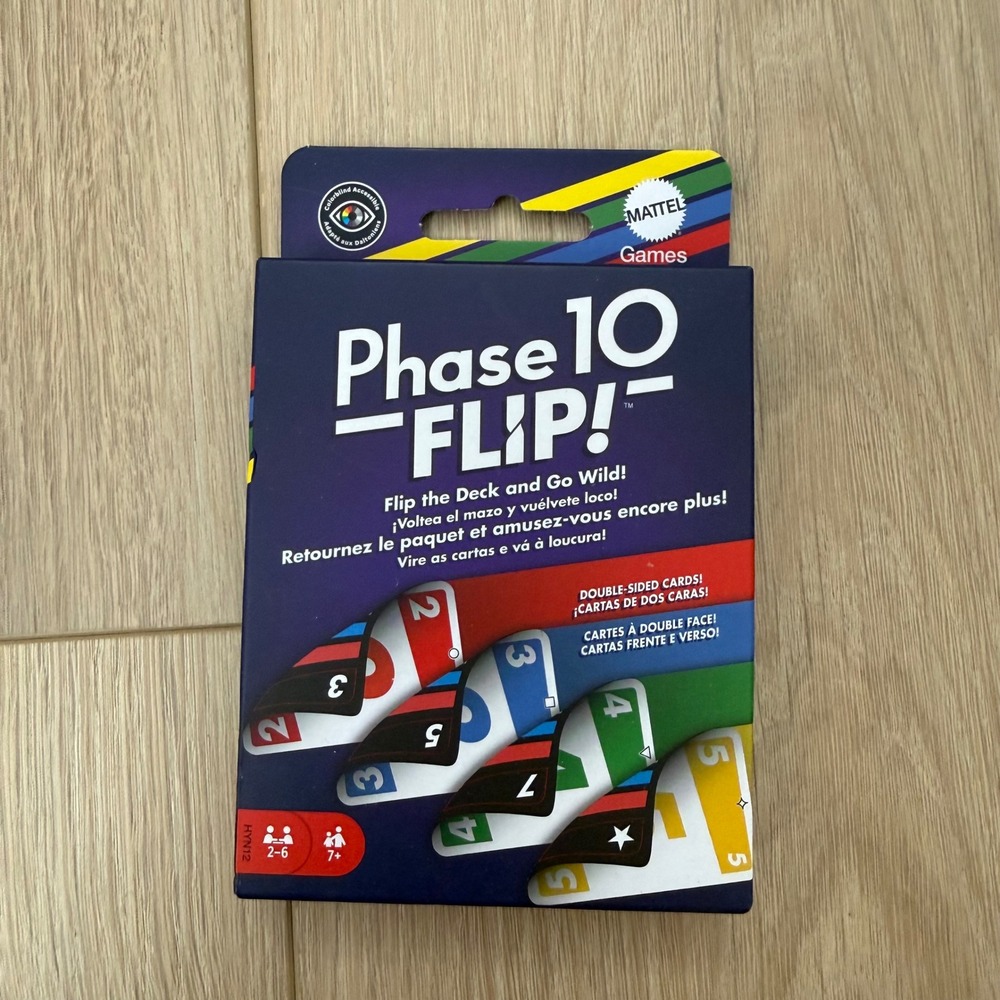 Mattel Phase 10 Flip Card Game Double Sided Cards Family Game Night HYN12